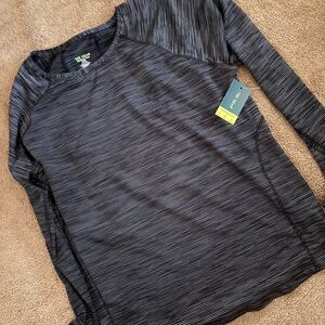 NWT Kohl's Tek Geat Black and Gray Striped Long Sleeve Tee